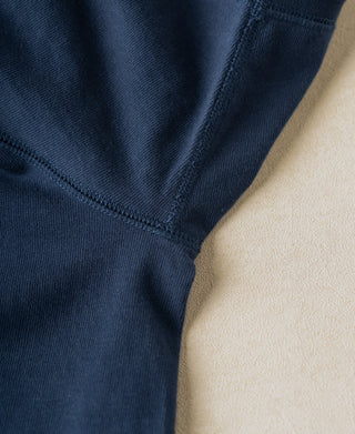 underarm detail of Heavyweight Cotton Tubular Short-Sleeve Henley Shirt in Navy