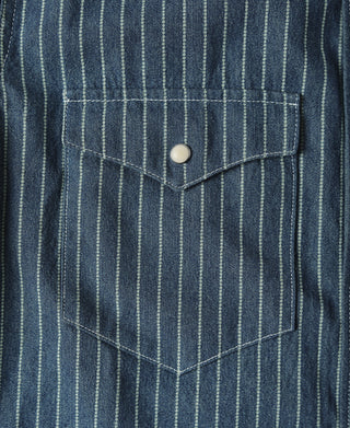 Slim Fit Wabash Striped Indigo Western Shirt