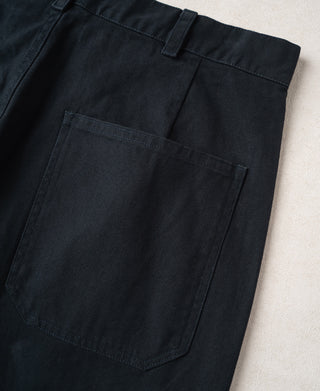 Navy deck pants with single patch pocket on back