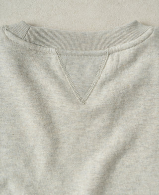 Apricot Gray crewneck sweatshirt back with ribbed V-shaped yoke detail