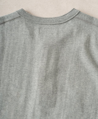 back detail of Heavyweight Cotton Tubular Short-Sleeve Henley Shirt in Gray