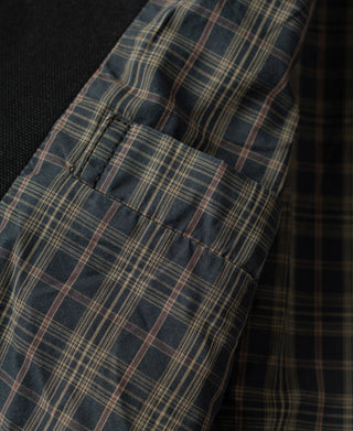 Black A-2 Moleskin Bomber Jacket with a classic plaid lining and inner pocket detail