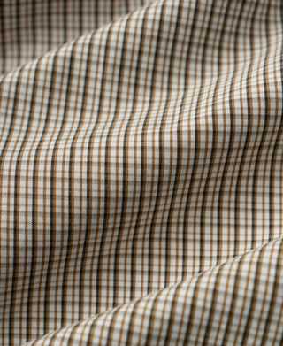 Close up view highlighting the classic brown stripe pattern and soft cotton fabric texture