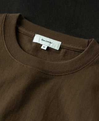 Crewneck of Regular Fit Heavyweight Tubular Jersey T-Shirt in Brown