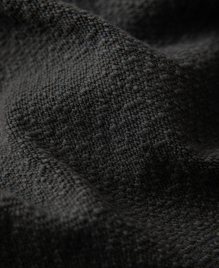 Detailed view of the dark gray heavyweight cotton knit fabric texture