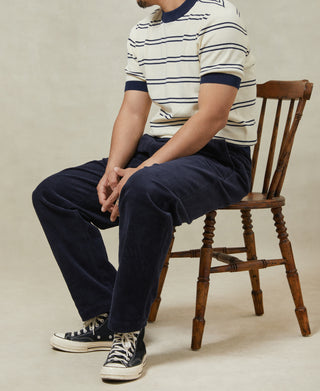 Straight-Leg Double Pleated Cotton-Corduroy Trousers