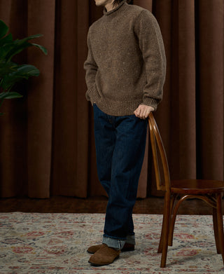 Roll Neck Pure Wool Fisherman Sweater