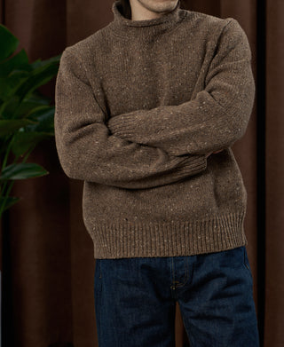 Roll Neck Pure Wool Fisherman Sweater