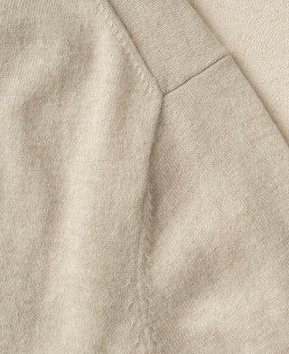 Apricot merino wool sweater sleeve and underarm seam