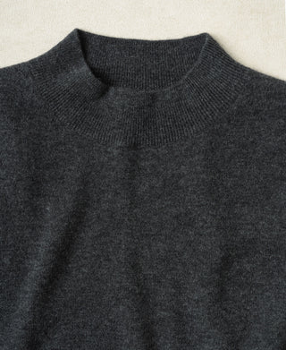 Heather gray mock neck sweater collar knit in merino wool