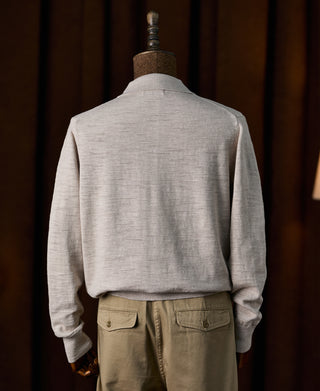 Slub Cotton Long Sleeve Knit Polo