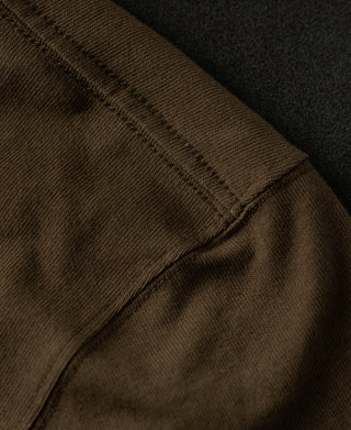 Shoulder Seam of Regular Fit Heavyweight Tubular Jersey T-Shirt in Brown