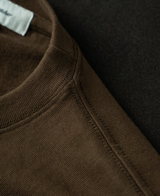 Side Crewneck of Regular Fit Heavyweight Tubular Jersey T-Shirt in Brown