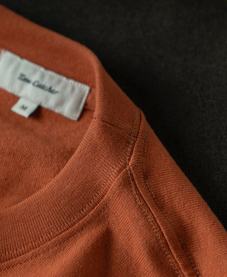 Side Crewneck of Regular Fit Heavyweight Tubular Jersey T-Shirt in Orange