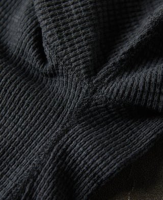 armpit seam detail of Honeycomb Waffle Knit Henley T-shirt