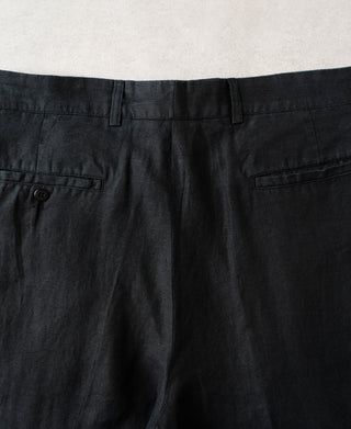 back detail of 1940s Double-Pleated Pure Hemp Pants in Black