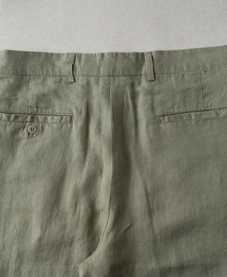 back detail of 1940s Double-Pleated Pure Hemp Pants in Olive