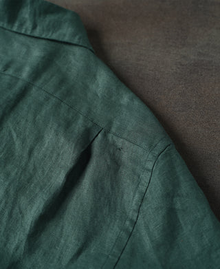 back detail of 1950s Italian Collar Linen Short Sleeve Shirt