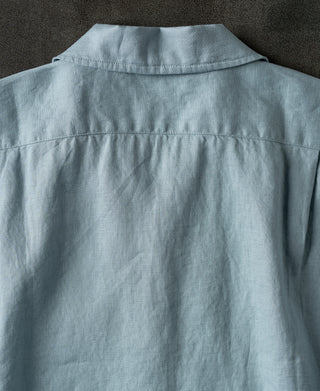 back detail of 1950s Italian Collar Linen Short Sleeve Shirt