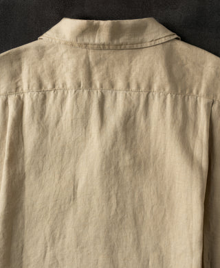 back detail of 1950s Italian Collar Linen Short Sleeve Shirt