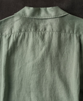 back detail of 1950s Italian Collar Linen Short Sleeve Shirt
