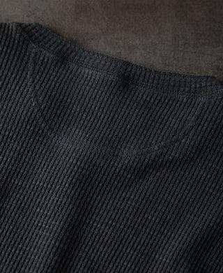 back detail of Honeycomb Waffle Knit Henley Long Sleeve T-Shirt