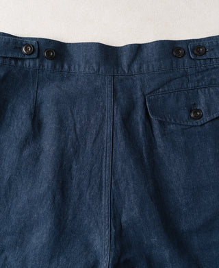 Back Detail of Relaxed Double-Pleated Hemp-Cotton Shorts