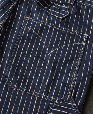 back pocket detail of Indigo Wabash Stripe Work Trousers
