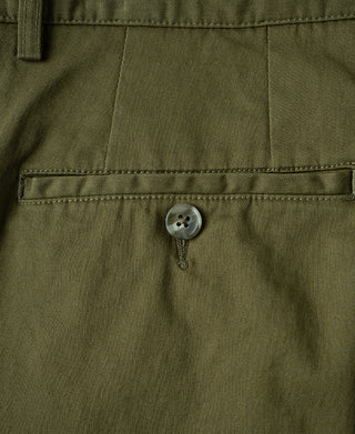 back pocket detail of Casual Stretch Cotton-Blend Tapered Pants in Olive