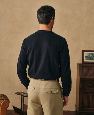 back view of 1930s Loopwheel Cotton Henley Shirt