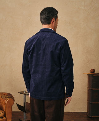back view of 1940s French Indigo Corduroy Chore Coat