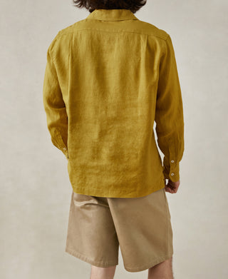 back view of 1950s Italian Collar Linen Shirt