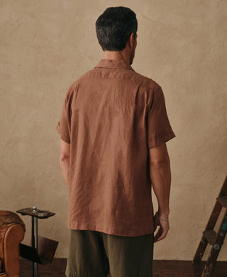 back view of 1950s Italian Collar Linen Short Sleeve Shirt