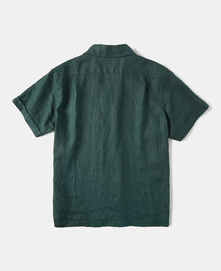back view of 1950s Italian Collar Linen Short Sleeve Shirt