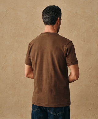 back view of Regular Fit Heavyweight Tubular Jersey T-Shirt in Brown
