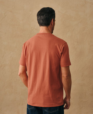 back view of Regular Fit Heavyweight Tubular Jersey T-Shirt in Orange