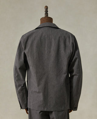 back view of Black Chambray Work Jacket