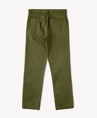 back view of Casual Stretch Cotton-Blend Tapered Pants in Olive