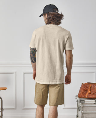 back view of Classic Fit Loopwheel Slub Cotton T-Shirt