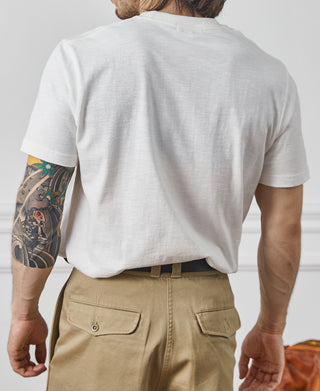 back view of Classic Fit Loopwheel Slub Cotton T-Shirt