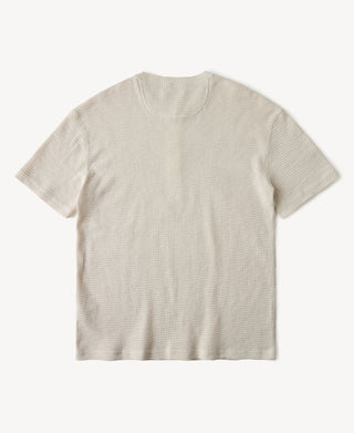 back view of Honeycomb Waffle Knit Henley T-shirt