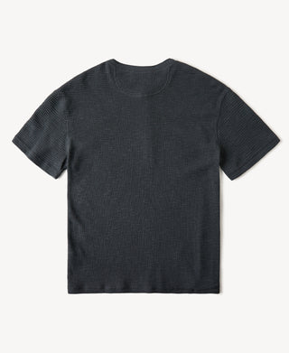 back view of Honeycomb Waffle Knit Henley T-shirt