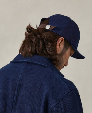 back view of Indigo-Dyed Cotton-Linen Ball Cap