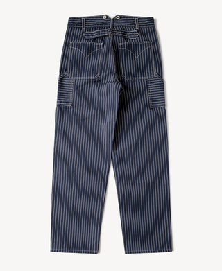 back view of Indigo Wabash Stripe Work Trousers