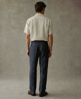 back view of 1940s Double-Pleated Pure Hemp Pants in Black