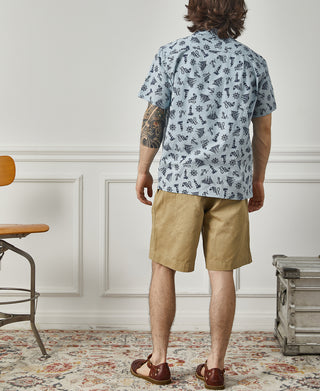 back view of Nautical Printed Seersucker Short Sleeve Camp Shirt
