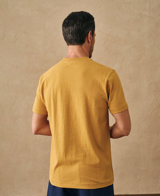 back view of Regular Fit Heavyweight Tubular Jersey T-Shirt in Mustard