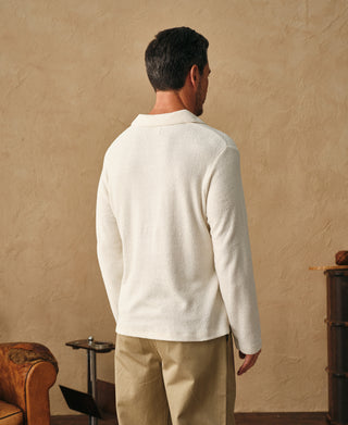 back view of Silk and Cotton-Blend Terry Cloth Polo Shirtv