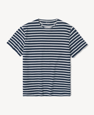 Breton Striped Jersey T-Shirt in Navy White Striped