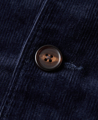 button detail of 1940s French Indigo Corduroy Chore Coat